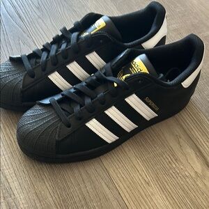 Adidas Black and White Superstar Sneakers
